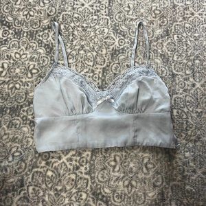 Princess Polly Light Blue Lace Trim Cropped Bralette